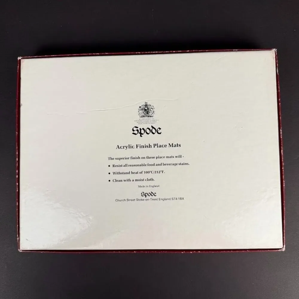 Set of 6 Spode Christmas Rose Cork & Acrylic Finish 12x9 Placemats Made England